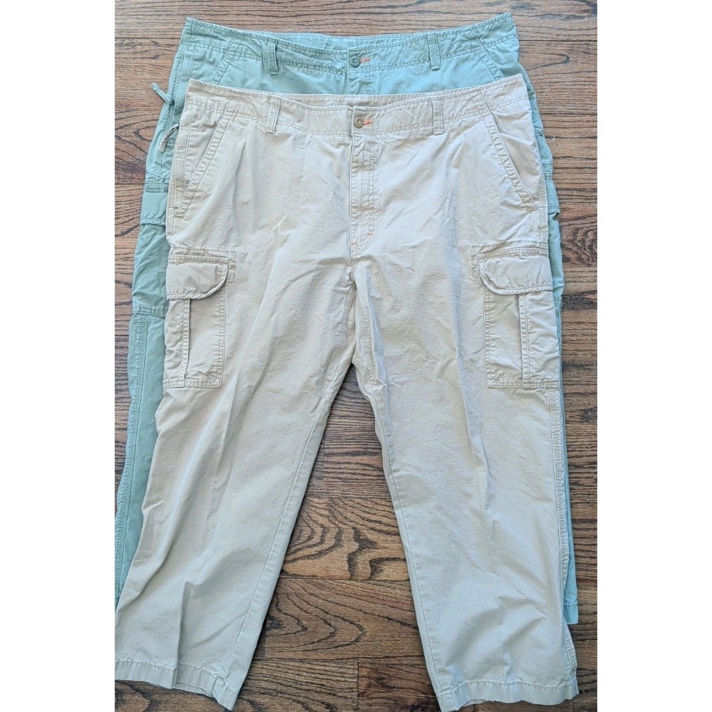 L.L. Bean Lot Of 2 Natural Fit Lightweight Cargo Pants Men 44x29 Khaki & Green